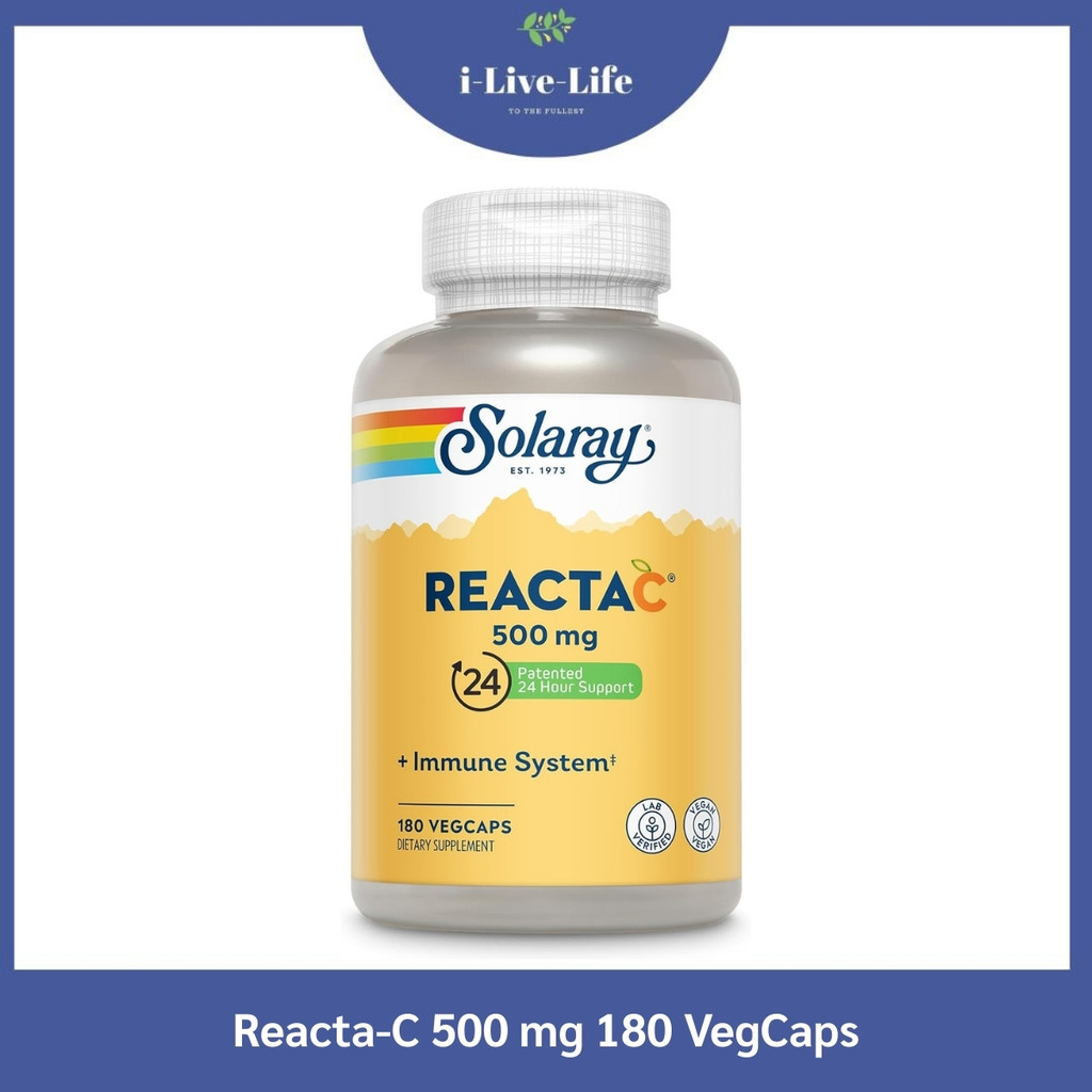 วิตามินซี Reacta-C 500 mg 180 VegCaps - Solaray Bioflavonoidm 200mg + Vitamin C