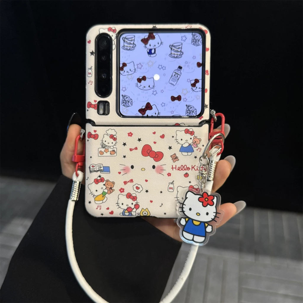 สําหรับ Samsung Flip 6 กรณี zflip7 กรณีน่ารัก kitty cat สไตล์เคสโทรศัพท์สําหรับ Samsung z flip7 6 5 