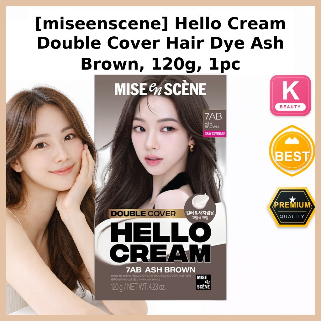 [miseenscene] Hello Cream Double Cover Hair Dye Ash Brown, 120g, 1pc / Korean Hair Dye / Ash Brown C