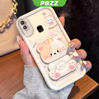 PBZZ FOR เคส เคสสําหรับ vivo v9 vivo v11i vivo y95 vivo y91 vivo y91i เคสโทรศัพท์ Softcase ซิลิโคนกันกระแทกปกดีไซน์ใหม่ความงามการ์ตูนแมวพร้อมที่วางสําหรับกระจก JTMMZJ01