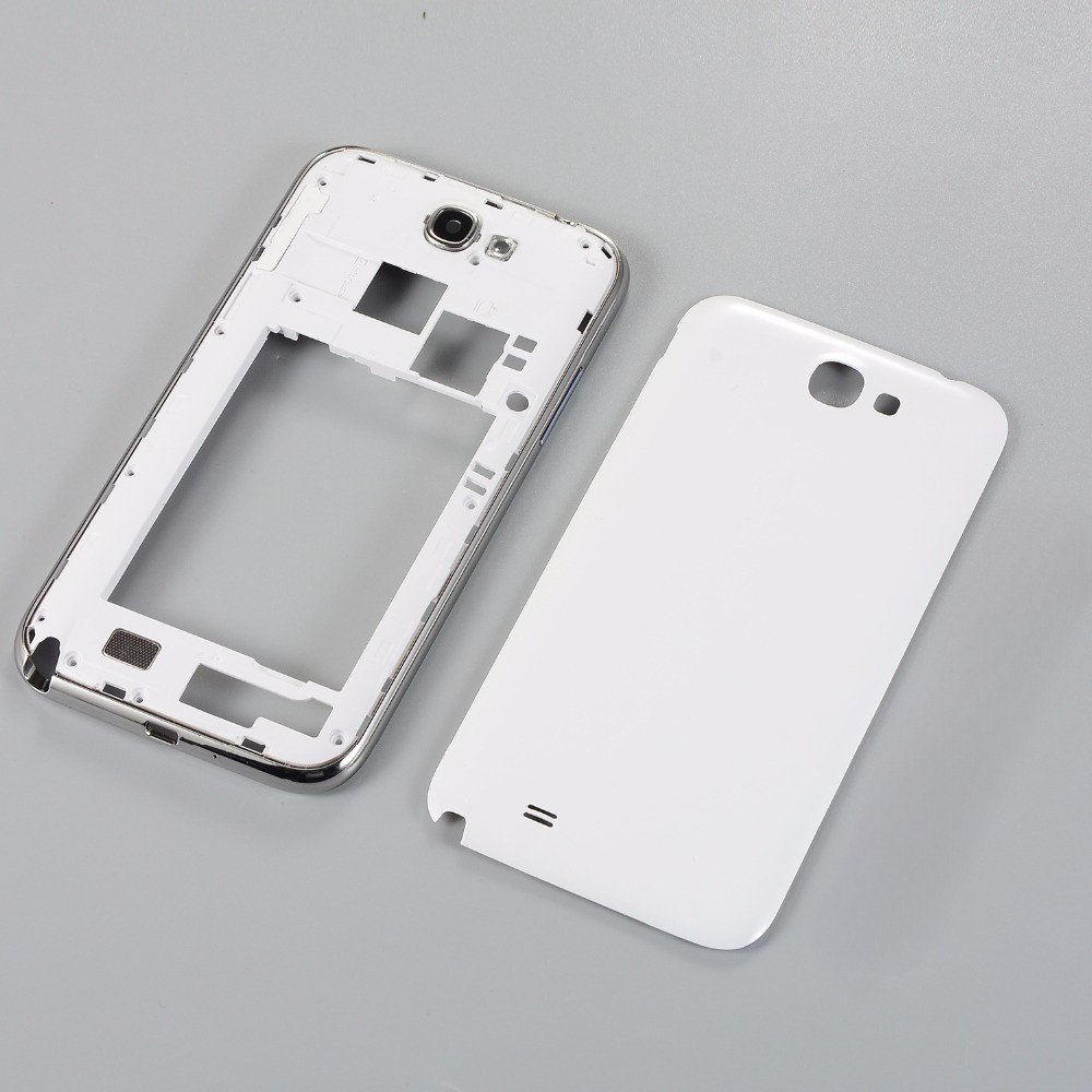 เคสสําหรับ Samsung Note 2 GT-N7100 N7100 แผงกรอบกลางแบตเตอรี่ด้านหลังฝาครอบประตูจริง