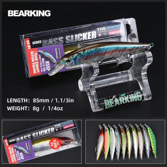 BEARKING 85SP 85mm 8g เหยื่อตกปลารุ่นร้อน เหยื่อแข็ง 14 สีให้เลือก ปลาซิวคุณภาพระดับมืออาชีพ ลึก 1.3-1.8m