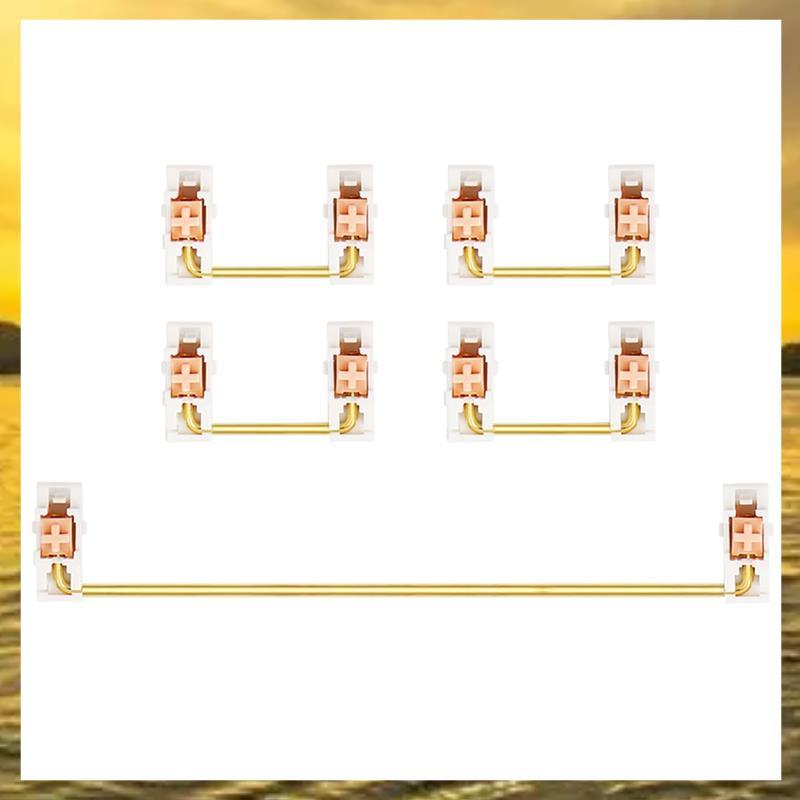 (PTL)Gold Plated Plate Mounted Stabilizer สําหรับคีย์บอร์ดแบบกําหนดเอง 2U 6.25U (1+4, สีขาวสีชมพู)