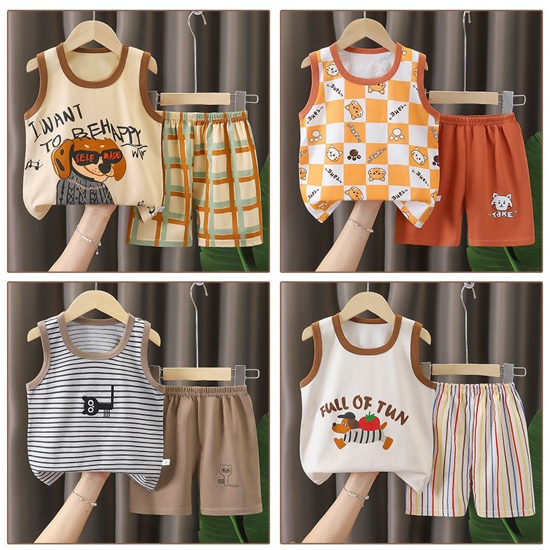 ชุดเสื้อกั๊กผ้าฝ้ายแท้สำหรับเด็ก อายุ 0-4 ปี