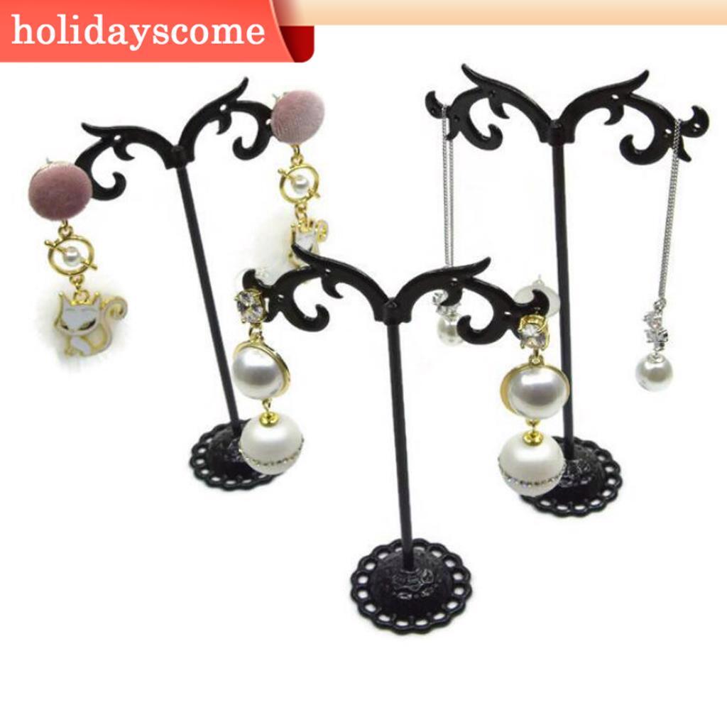 3x Iron T Bar ต่างหูสร้อยคอเครื่องประดับขาตั้งจอแสดงผล Rack -