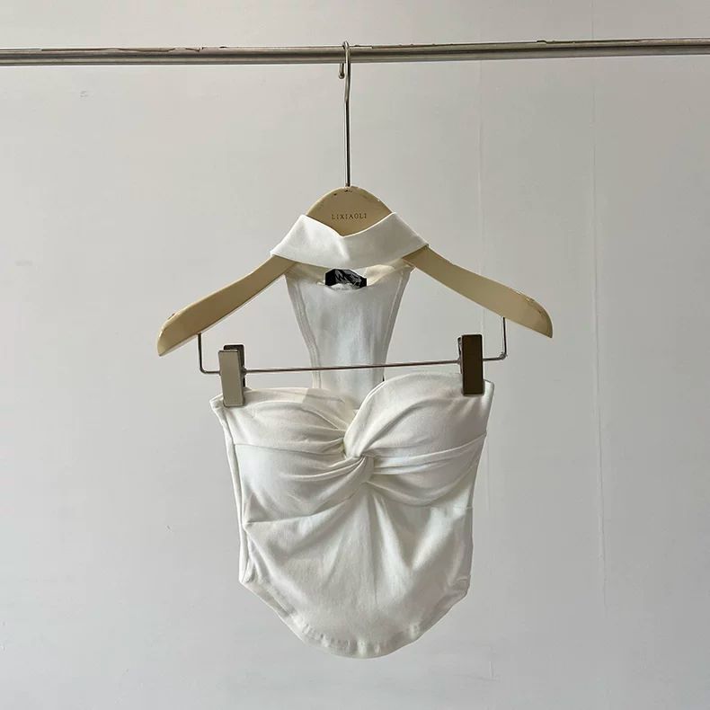 2025 ท่อบนเสื้อกั๊กฤดูใบไม้ผลิฤดูร้อนกลับปรารถนาอินเทรนด์สาวร้อน tw สไตล์หญิงสวยเซ็กซี่สไตล์ใหม่คอ S