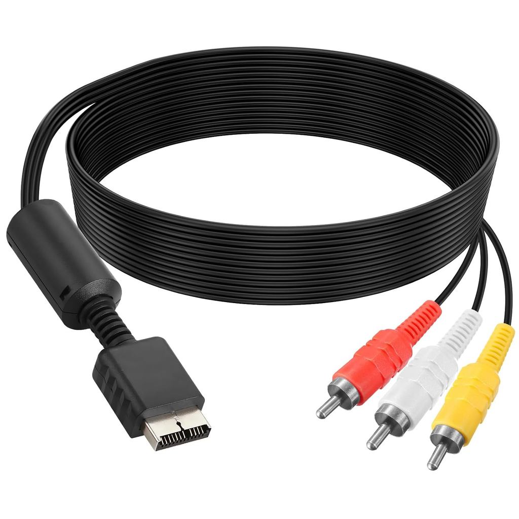 สาย AV สําหรับ PS2/PS1/Playstation, AV to RCA Composite Audio Video Adapter Cord เข้ากันได้กับ PlayS