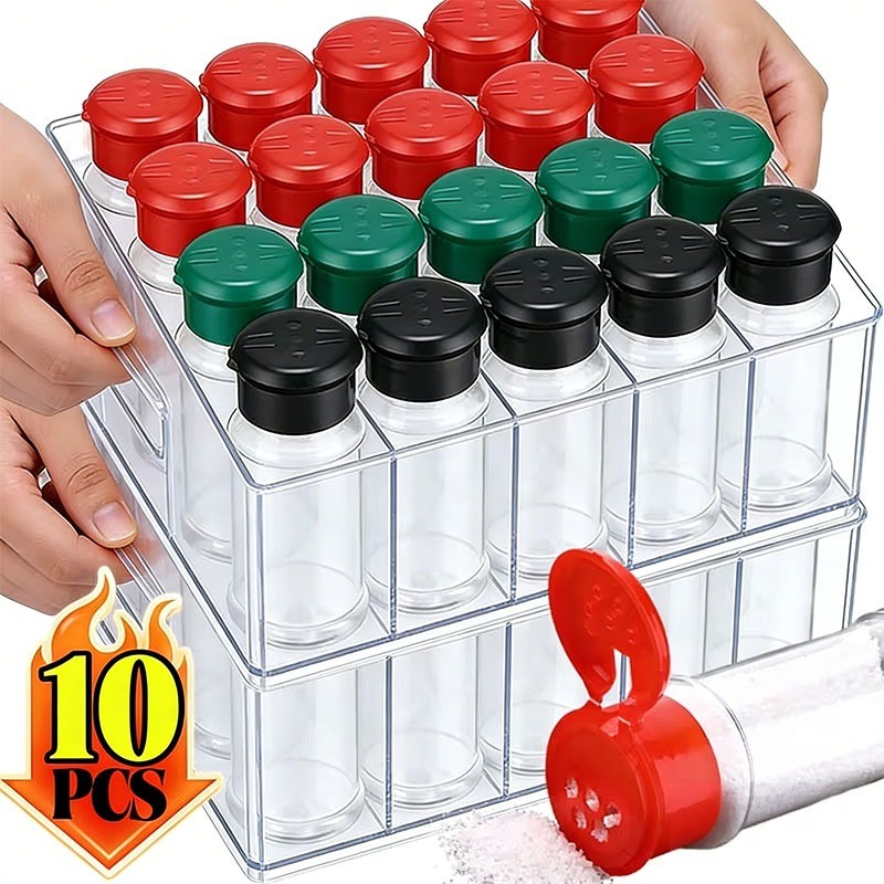 100ML ขวดพลาสติกเปล่าสำหรับใส่เครื่องเทศ / ขวดโหลเก็บเครื่องปรุงแบบใส / ขวดใส่เกลือและพริกไทย 3/5/10ชิ้น