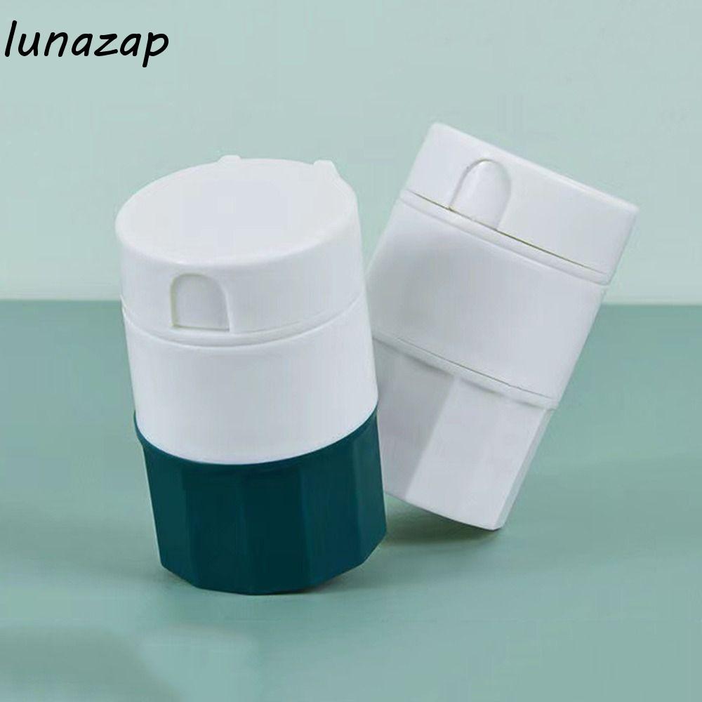 LUNAZAP เครื่องบดยา, เครื่องบดยากันฝุ่น 4 in 1, กล่องเก็บยาแบบมัลติฟังก์ชั่นขนาดเล็ก กล่องเก็บยา เครื่องจ่ายยา