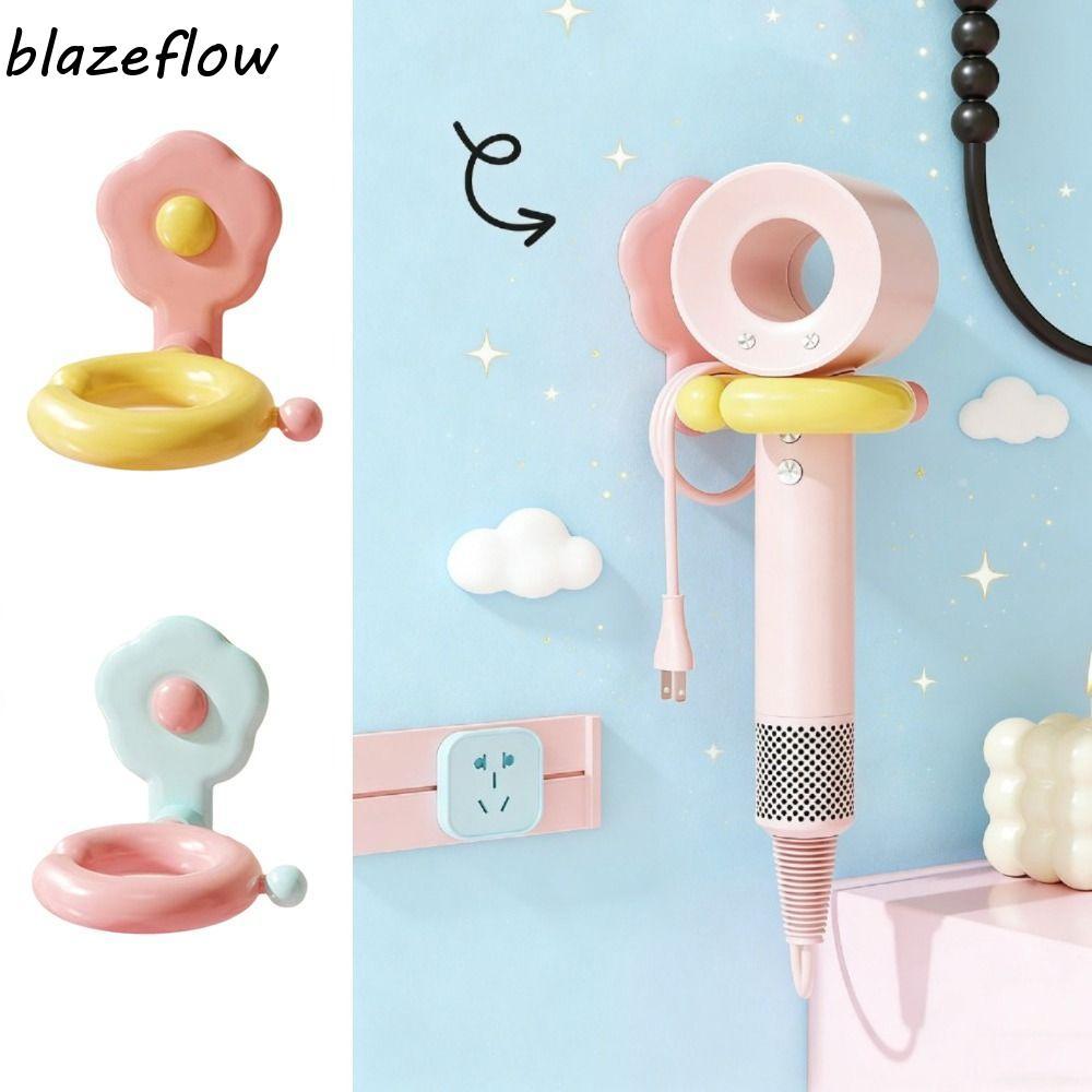 BLAZEFLOW ชั้นวางเครื่องเป่าผม, ติดผนังไม่เจาะที่วางเครื่องเป่าผม, Dopamine ใช้งานได้จริง, ชั้นวางเครื่องเป่าผมประหยัดพื้นที่แบบใช้ซ้ําได้ Salon