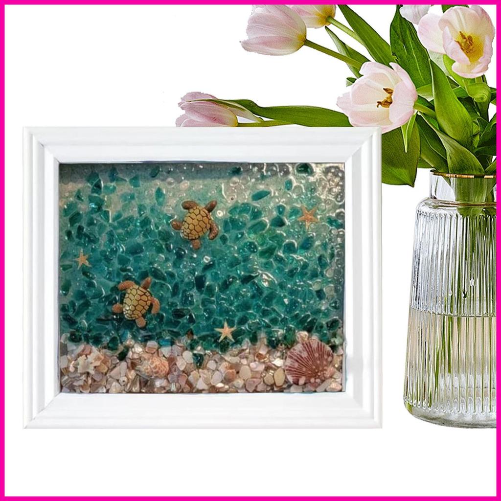 Sea Glass Art Handmade สีขาวกรอบ Wall Decor Crafting ชุดสีขาวกรอบ Sea Glass ห้องน้ํา Art ตกแต่ง Sea 
