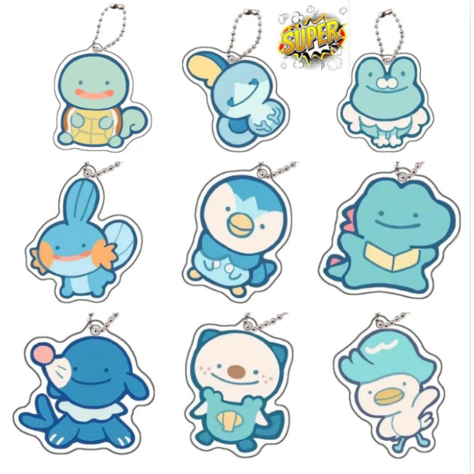 Pokemon Squirtle Sobble Piplup Mudkip พวงกุญแจอะนิเมะอุปกรณ์ต่อพ่วงน่ารักการ์ตูนกระเป๋าเป้สะพายหลัง 