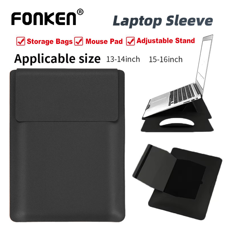 Fonken 14-16 นิ้วขาตั้งแล็ปท็อปพร้อมแผ่นรองเมาส์หนัง PU บางเฉียบกระเป๋ากันกระแทกสําหรับ Mac Dell HP