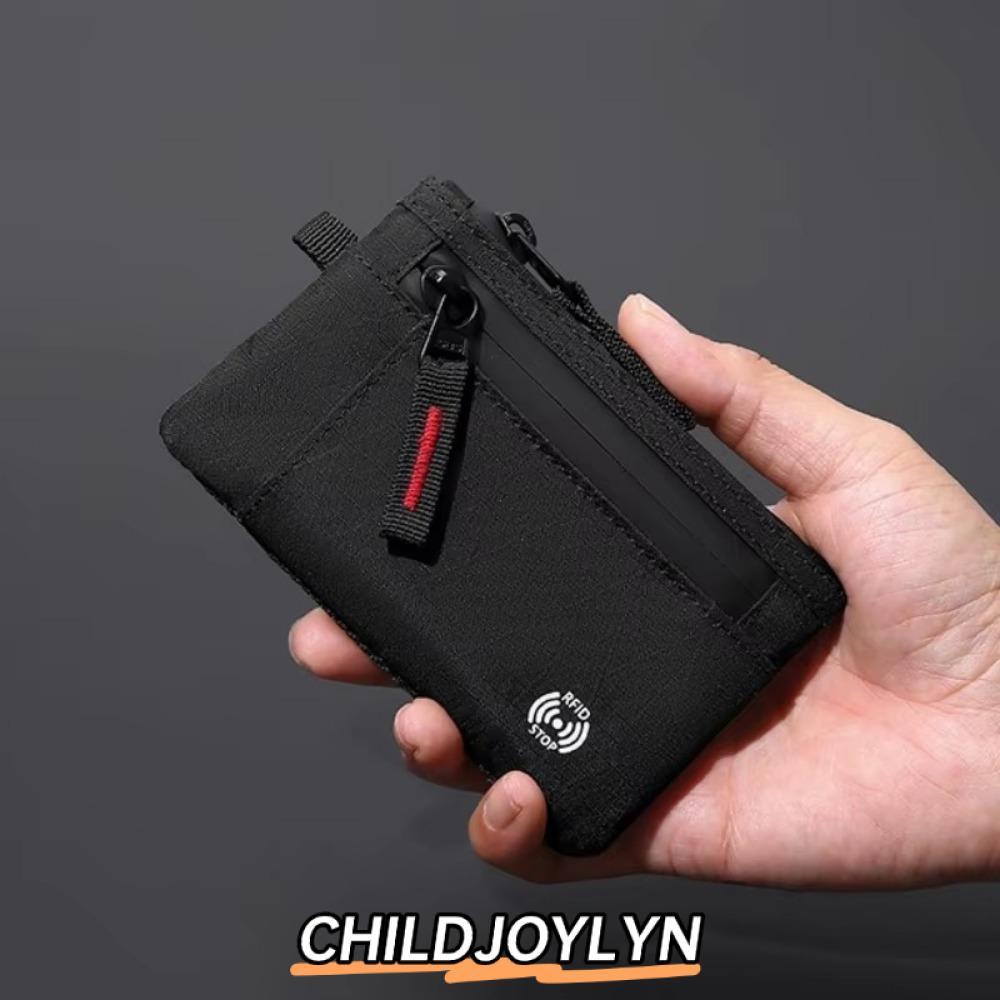 CHILDJOYLYN กระเป๋าสตางค์ผู้ชาย หรูหราพร้อมระบบป้องกัน RFID และกระเป๋าใส่เหรียญแบบซิป