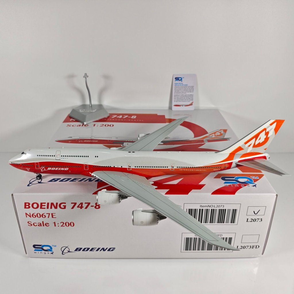 SQ Wings L2073 1: 200 โบอิ้งโรงงานเดิม B747-8i N6067E โมเดลเครื่องบินโลหะผสม