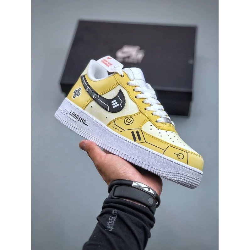 ธีมวิดีโอเกม Nike PS5 NK Air Force 1 Low 07 Lemon Yellow Air Force No. 1 Low-Top Casual รองเท้าผ้าใบ