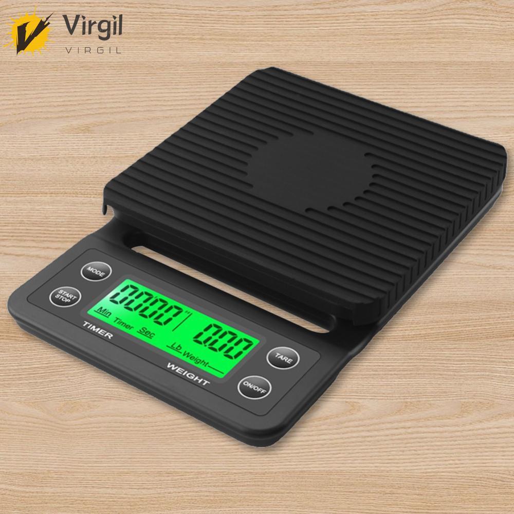 [Virgil.th] 5/3kg LCD Kitchen Coffee Scale พร้อมจับเวลาจอแสดงผลดิจิตอลเครื่องมือน้ําหนักกาแฟความแม่น