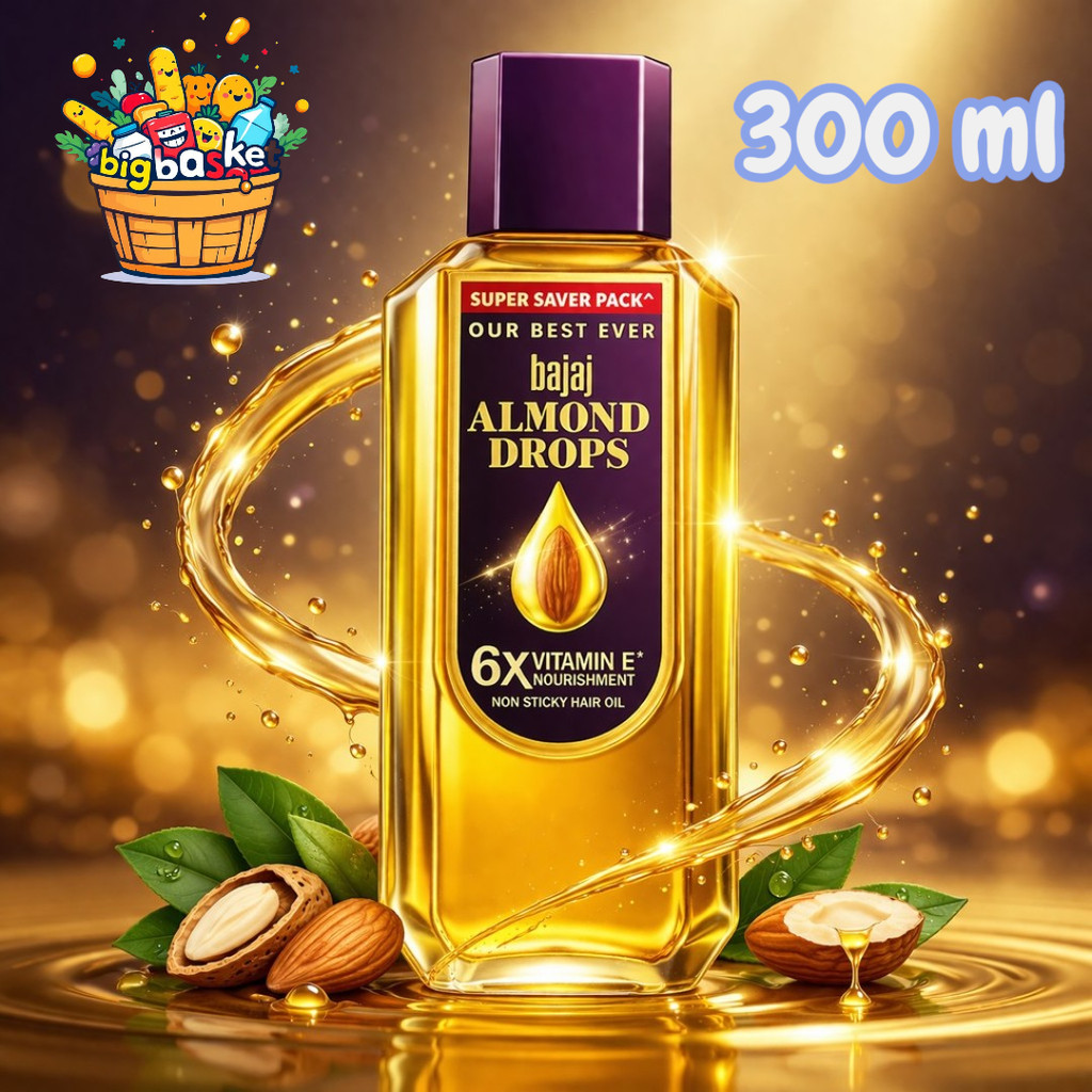 Bajaj Almond Drops น้ำมันใส่ผม บำรุงผม ขายดีอันดับ 1 ในอินเดีย ขนาด 300มล