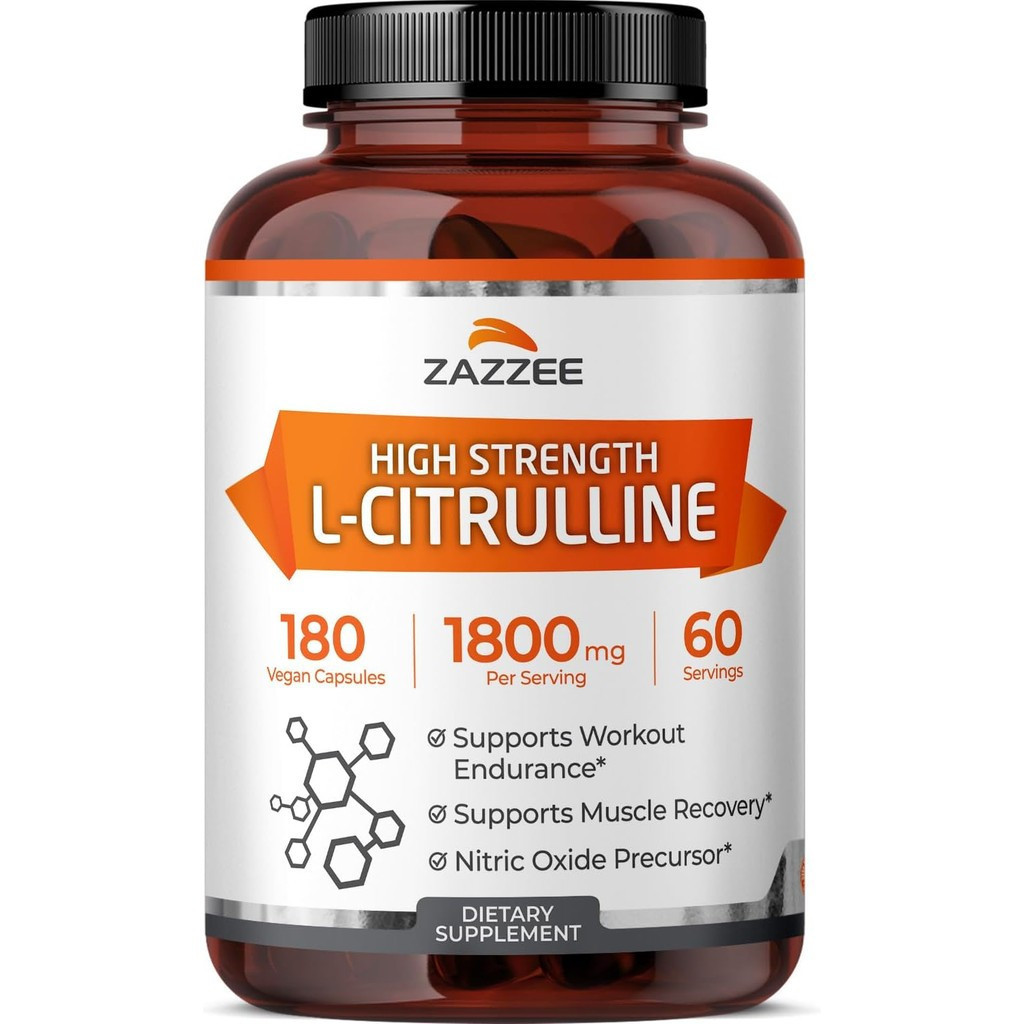 Zazzee High Strength L-Citruline, เสิร์ฟละ 1800 มก., แคปซูลมังสวิรัติ 180 แคปซูล, ซัพพลาย 60 วัน, มั