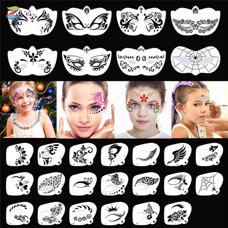 ZLinKJ Face Paint Stencils Professional Body Art Paint Stencils นํากลับมาใช้ใหม่สําหรับผู้ใหญ่เด็กได