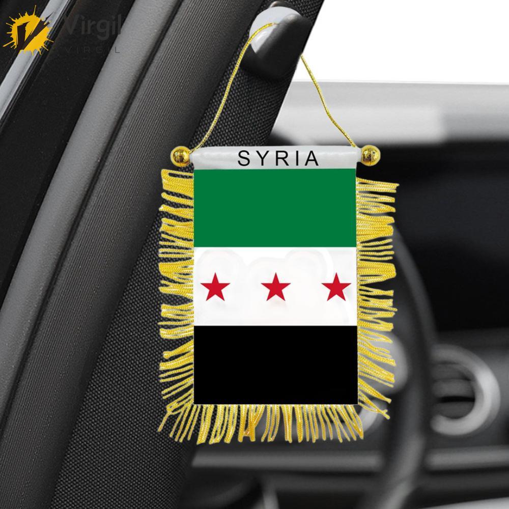 [Virgil.th] Syria ธงแขวนขนาดเล็กพู่สองด้าน Syria แบนเนอร์ขนาดเล็กพร้อมถ้วยดูด Syria Mini Flag ตกแต่ง