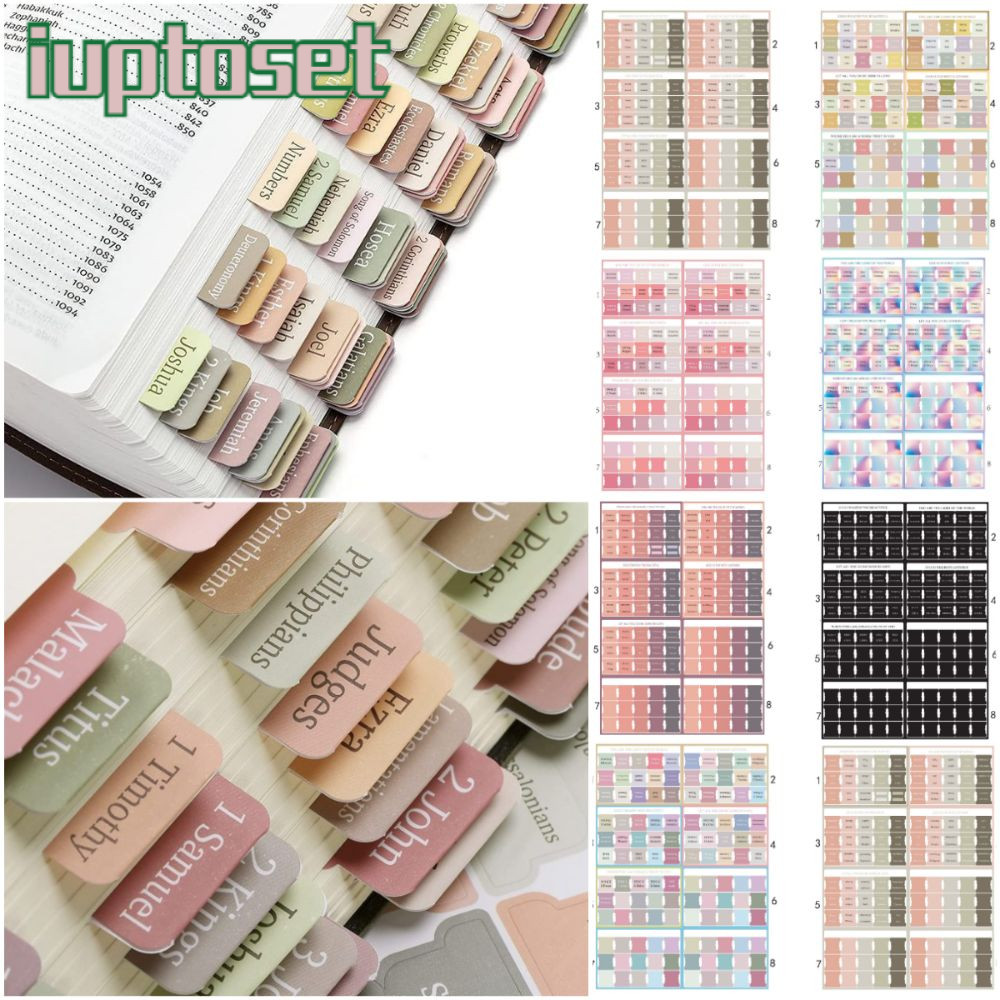 IUTTOSET 120PCS Boho Bible Tabs, การนําทางง่ายที่มีสีสันลามิเนตแท็บพระคัมภีร์,สวยงามหลายสีลามิเนตกาว