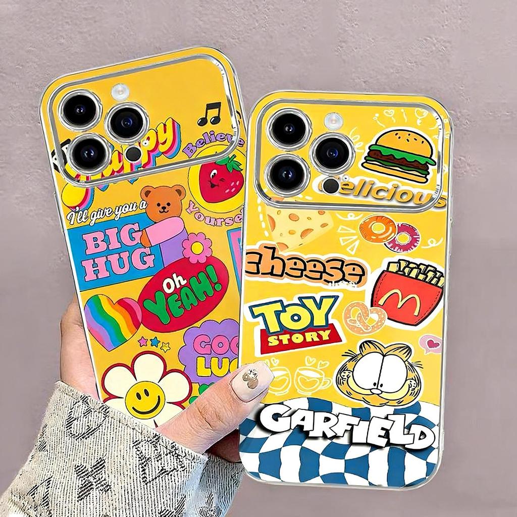เคสโทรศัพท์ลายการ์ฟิลด์ ใช้ได้กับ iPhone 11/12/13/14/15Pro/17Pro/16ProMax, X/MAX/XR, 7/8P คุณภาพสูง สำหรับหน้าจอขนาดใหญ่