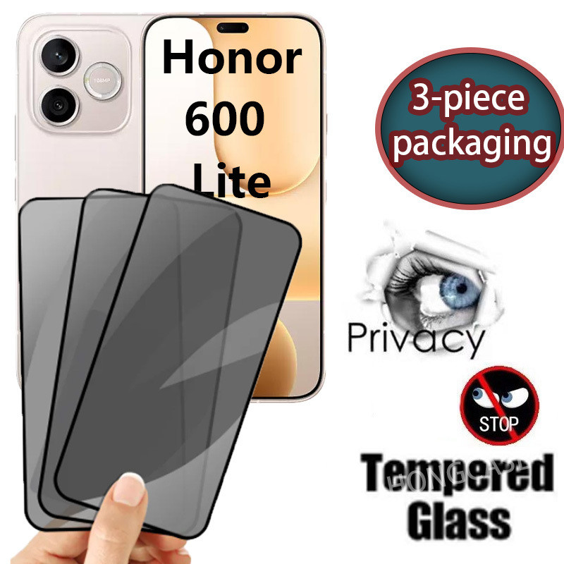 3 ชิ้นป้องกันหน้าจอสําหรับ Honor 600 Lite 600Lite 500 สมาร์ท 4G 5G 2026 Anti-Spy Full Cover บรรจุภัณฑ์ส่วนตัวกระจกนิรภัย Anti Peek ฟิล์มป้องกัน 9H ความแข็ง