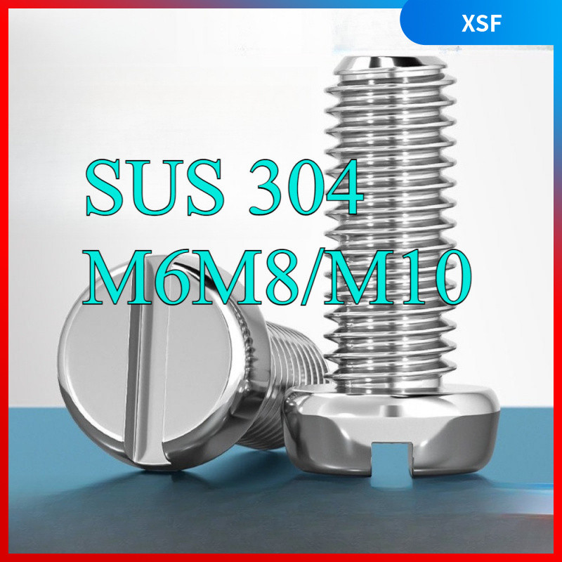 304 สแตนเลส one-slot สกรูหัวทรงกระบอก GB65 สกรู slotted หัวกลม boltM6M8/M10XSF-SS-S