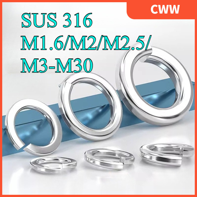 แหวนสปริง แหวนรอง กันคลาย สแตนเลส 316 Spring Washer Stainless Steel GB93 M1.6/M2/M2.5/M3-M30CWW-KK-K