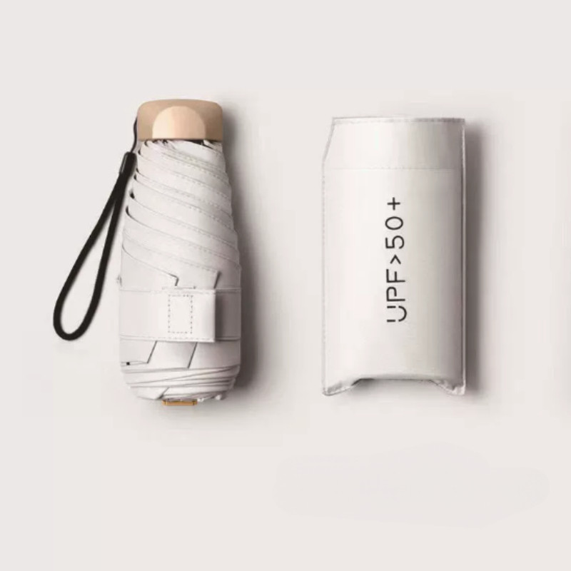 มินิ Sun Umbrella กาวสีดำกันแดดแบบพกพาสุภาพสตรีฝนสองใช้กระเป๋าแบนร่มกันแดด