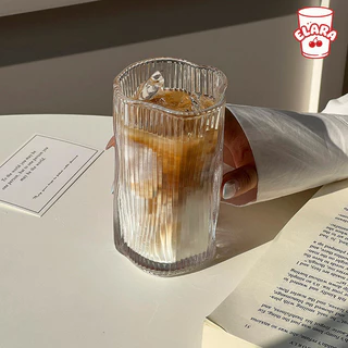 แก้วน้ำแก้วใส ดีไซน์ลอนคลื่น แก้วกาแฟ/ค็อกเทล สไตล์มินิมอล ถ่ายรูปสวย แก้วเครื่องดื่มพรีเมียม