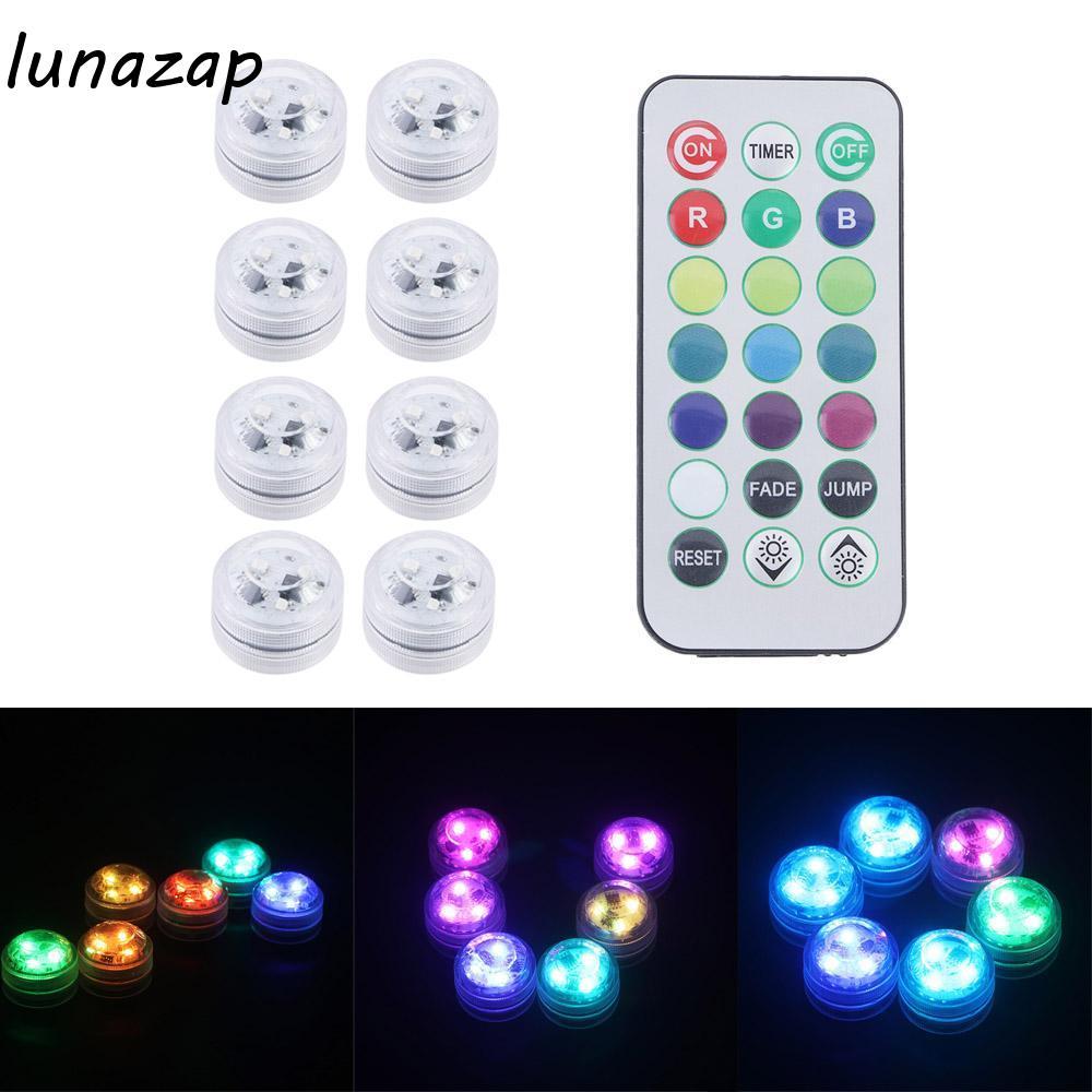 LUNAZAP Pool Light Tea Light RGB Pond แจกันตกแต่งใต้น้ํางานแต่งงานตกแต่ง