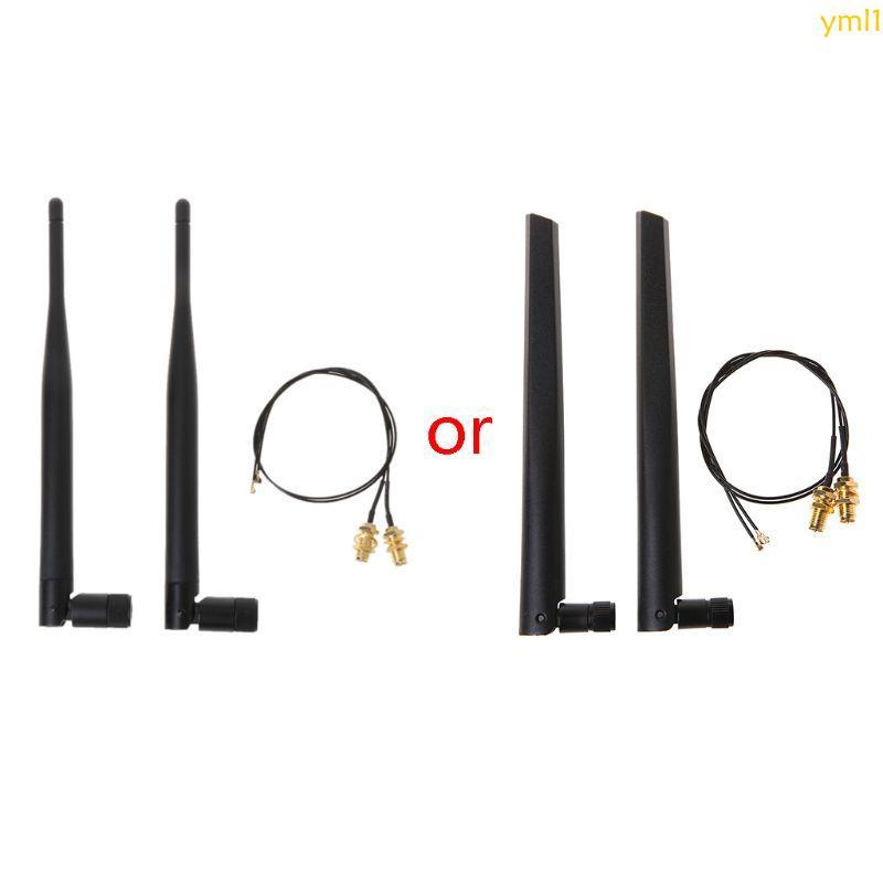 Yml1 Dual Band WiFi 2 4GHz 5GHz 6dBi RP-SMA เสาอากาศหญิง 2 แพ็คสําหรับเราเตอร์ WiFi