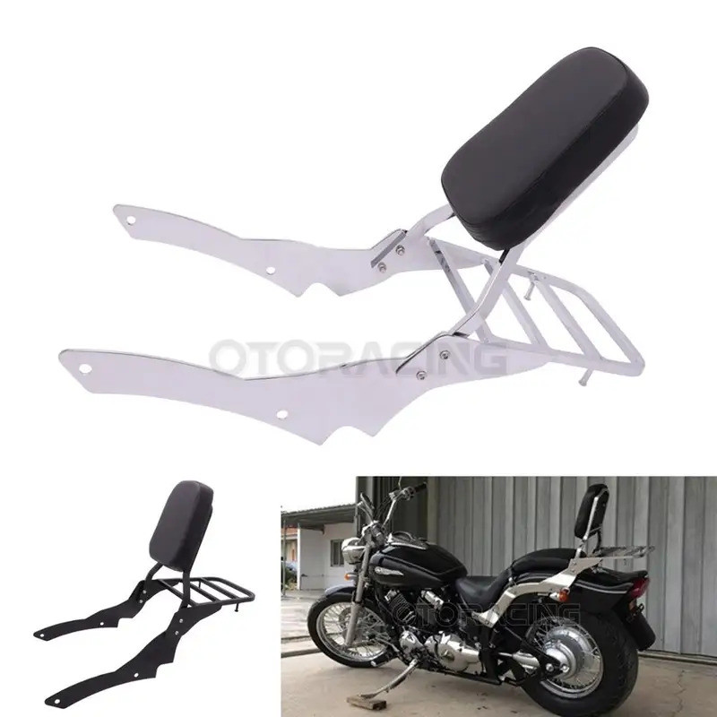 รถจักรยานยนต์พนักพิง Sissy Bar w/ด้านหลังกระเป๋าเดินทางสําหรับ Yamaha V-Star XVS400 XVS650 Custom 19