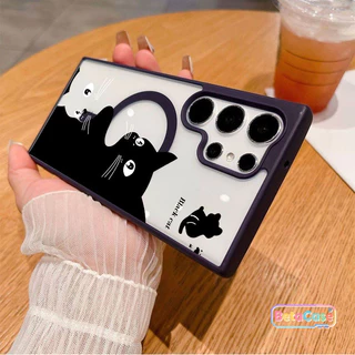เคสแม่เหล็ก Samsung เคสแม่เหล็ก ลายแมวขาวดำ น่ารัก S26 S26U S26PLUS S25PLUS S25U S24U S23 S23U S22U