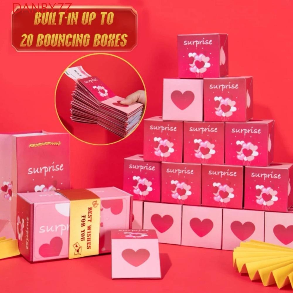 DANBY7Z Surprise Bounce Box, Luxury Fun Cash Explosion Gift Box, Red Envelope Pop Up Surprise Paper 