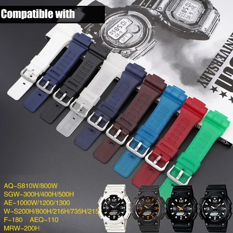 สําหรับ Casio G-SHOCK AQ-S800/AQ-S810W SGW-400H/300H/500H W-735H AE-1200/1300 W-215 ยางซิลิโคนนาฬิกา