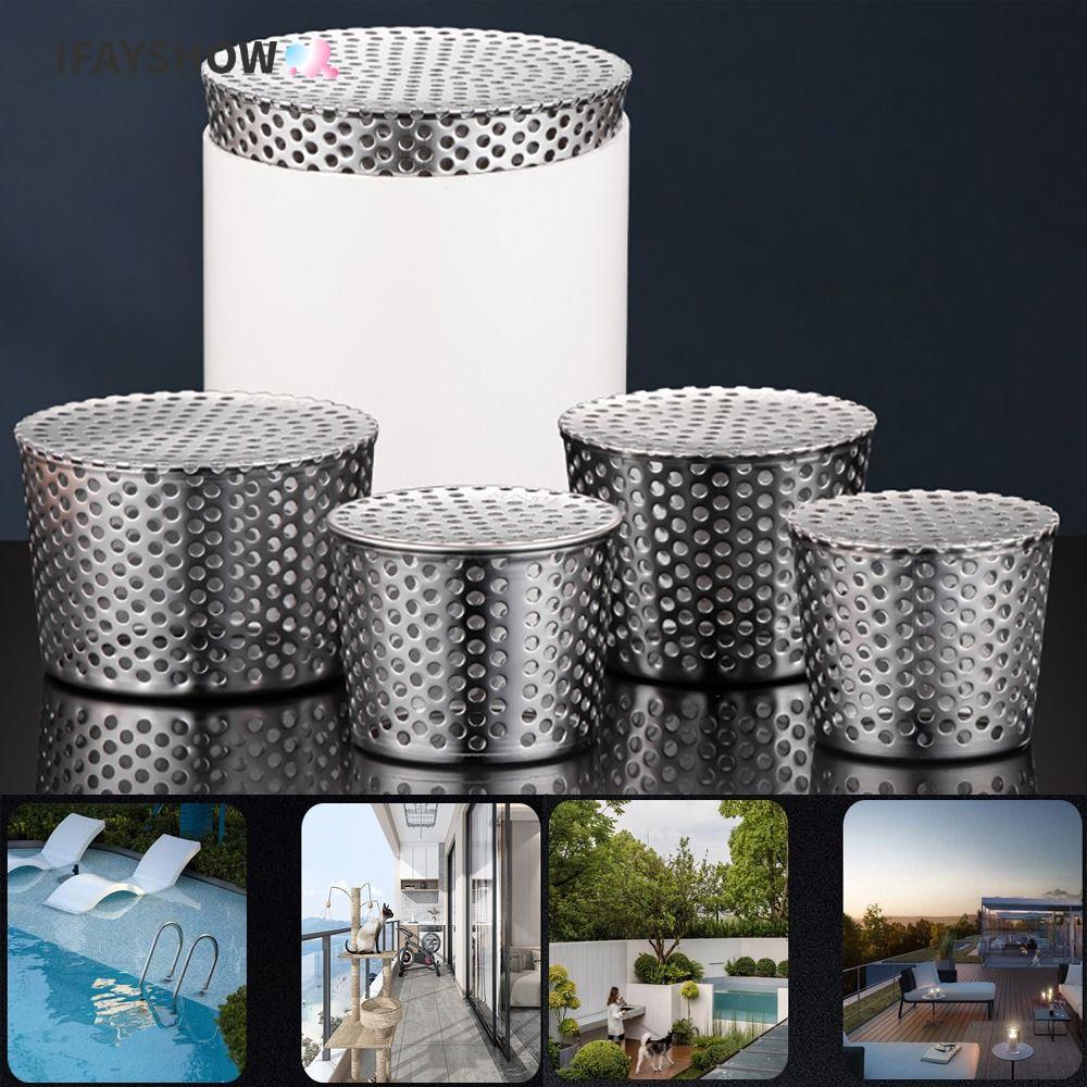 IFAYSHOW ฝาครอบท่อระบายน้ําสแตนเลส กรองกันอุดตัน กันหนู ด้านนอก Rain Pipe Cap ทรงกลม