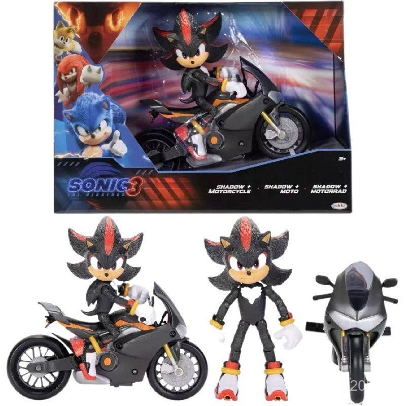 คลังสินค้าพร้อม American Jakks Sonic 3 ภาพยนตร์ Sonic Charter Hedgehog 5 นิ้วชุดรถจักรยานยนต์ Action