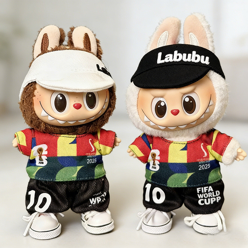 เฉพาะเสื้อผ้าเด็ก/เหมาะสําหรับจี้ labu V1V2V3 ตุ๊กตาไวนิล World Cup เสื้อผ้าสไตล์เดียวกันหมวก 17 ซม.