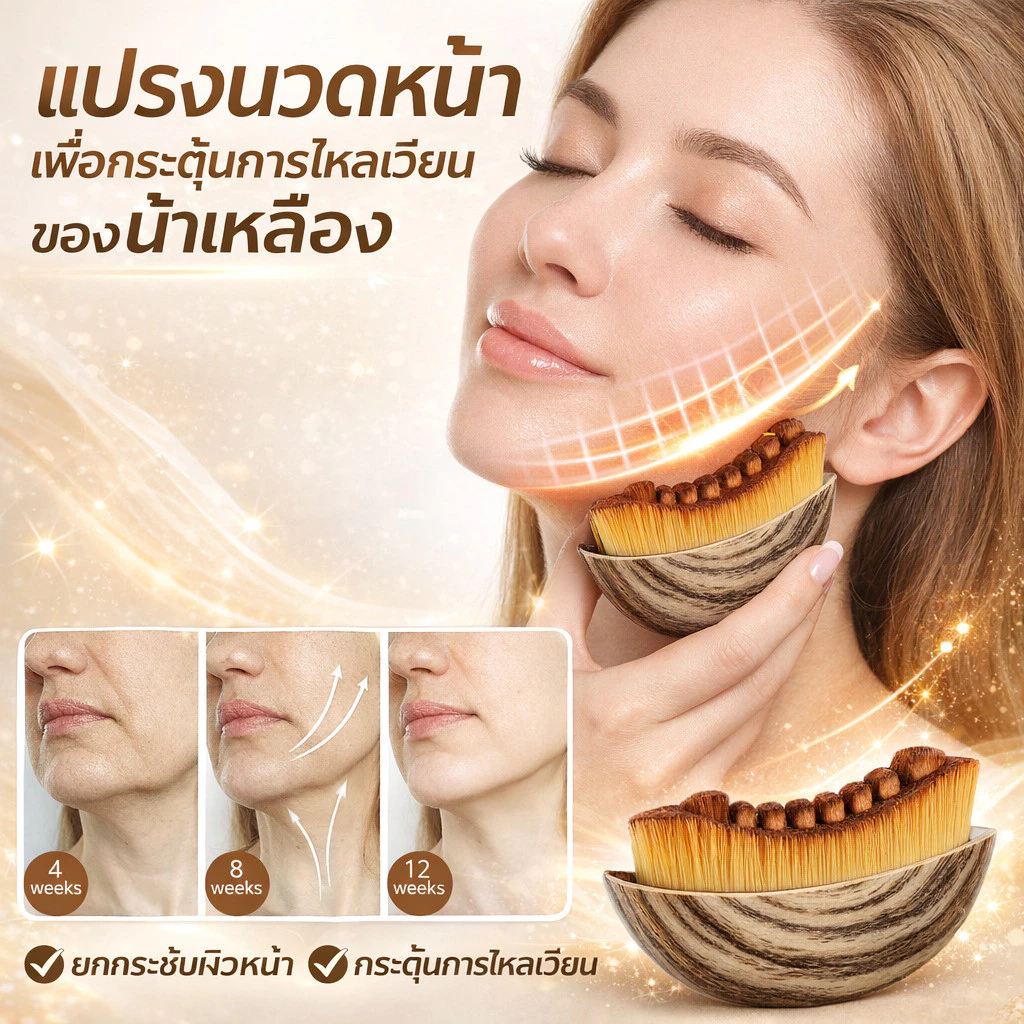 ✨ลดอาการบวม แปรงนวดหน้า ส่งเสริมการระบายน้ำเหลือง วัสดุธรรมชาติและเป็นมิตรกับสิ่งแวดล้อม แปรงดูแลดวงตาและคอแบบกัวซา แปรงบํารุงรอบดวงตาและคอ