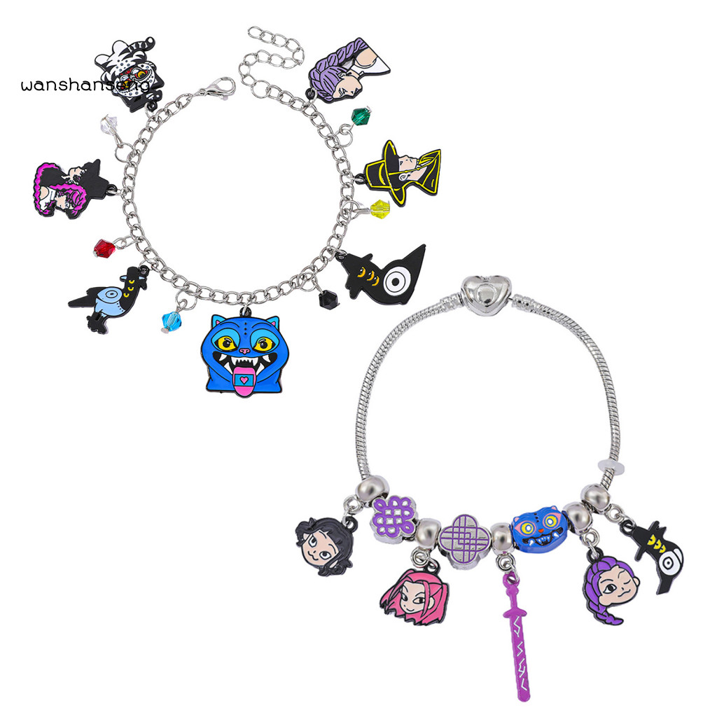 WSG_ สร้อยข้อมือโลหะผสมสังกะสีทนทานน้ําหนักเบาสร้อยข้อมือ2ชิ้นสาวอะนิเมะสร้อยข้อมือชุดการ์ตูนเสน่ห์โ