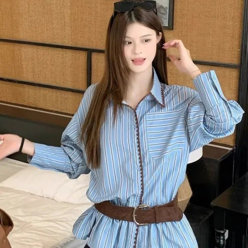 LUNA~Xเวอร์ชันเกาหลี ลาย แขนยาว เสื้อเชิ้ต รุ่นใหม่ สไตล์แฟชั่น ราคา ถูกที่สุด ดีลบีเคเค แกลเลอรีภาพที่ 4
