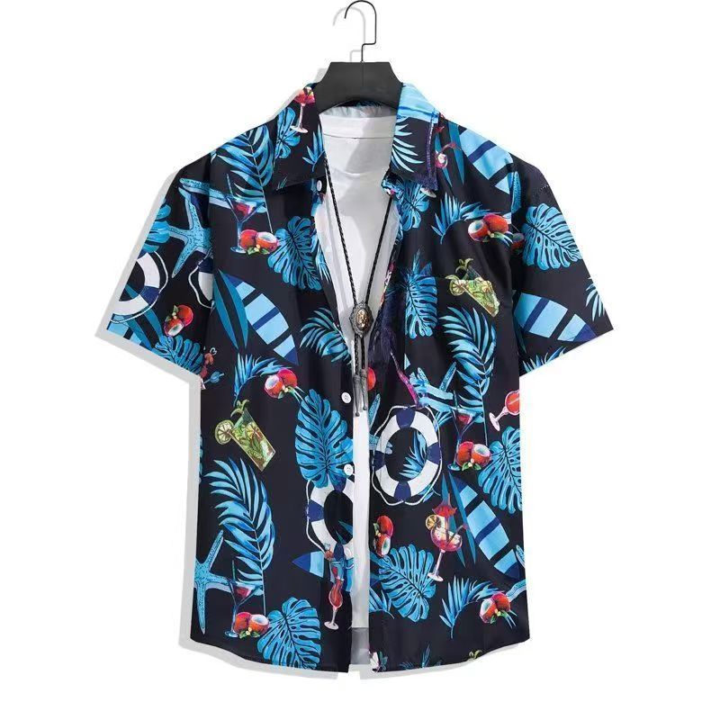 เสื้อเชิ้ตแขนสั้นคอกลมสไตล์เกาหลีเนื้อผ้านุ่มสวมใส่สบายระบายอากาศได้ดี M-3XL