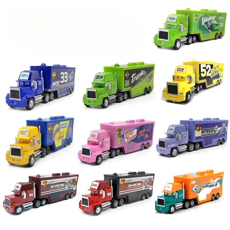 Disney Pixar Cars Trucks Mack Anime Toy Car Ramirez รถบรรทุกคอนเทนเนอร์ Racing Dinoco 1:55 Die Cast 