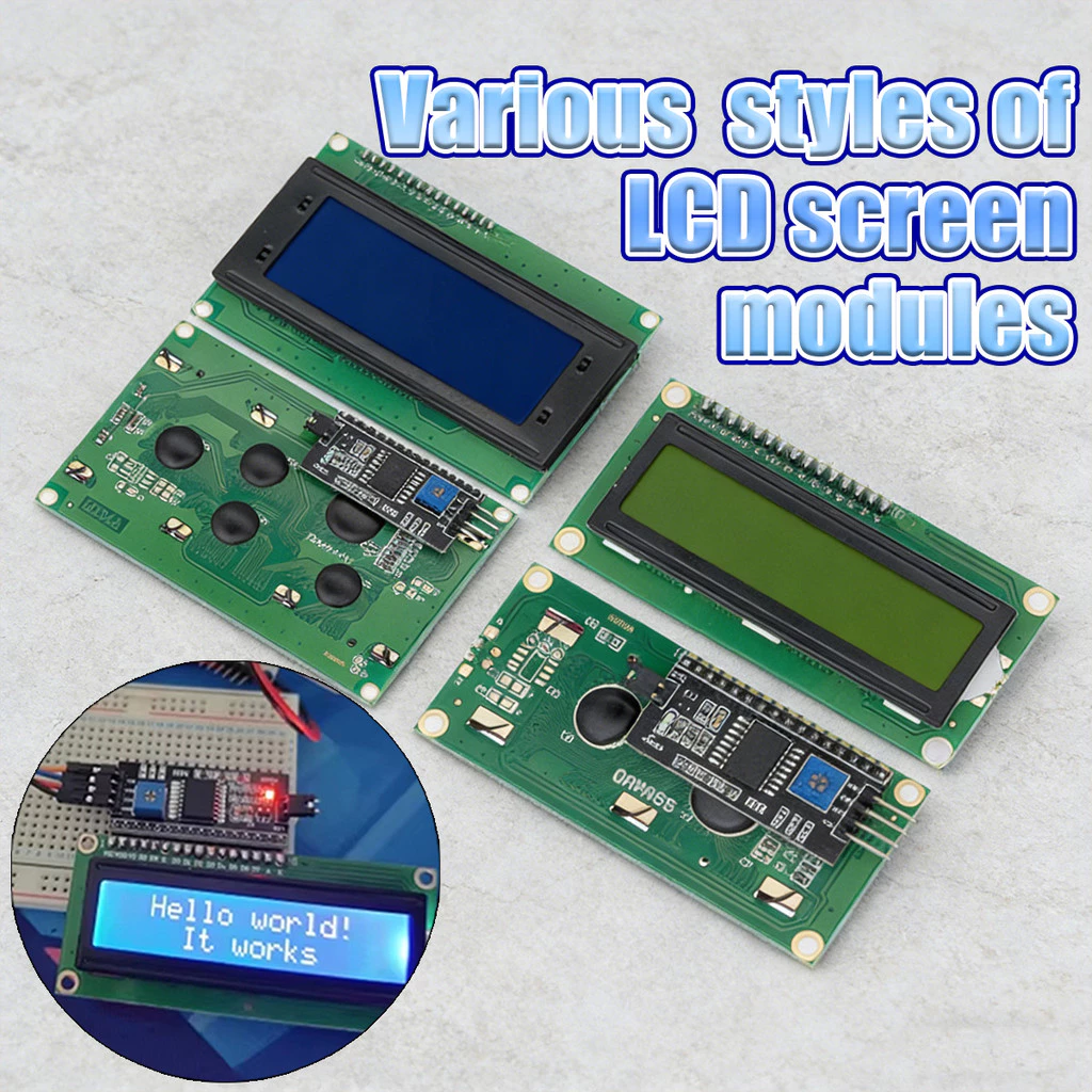 1602A/2004A LCD หน้าจอแสดงผล โมดูลจอแสดงผล พร้อมIIC หน้าจอสีเขียว สีฟ้า อุปกรณ์เสริม