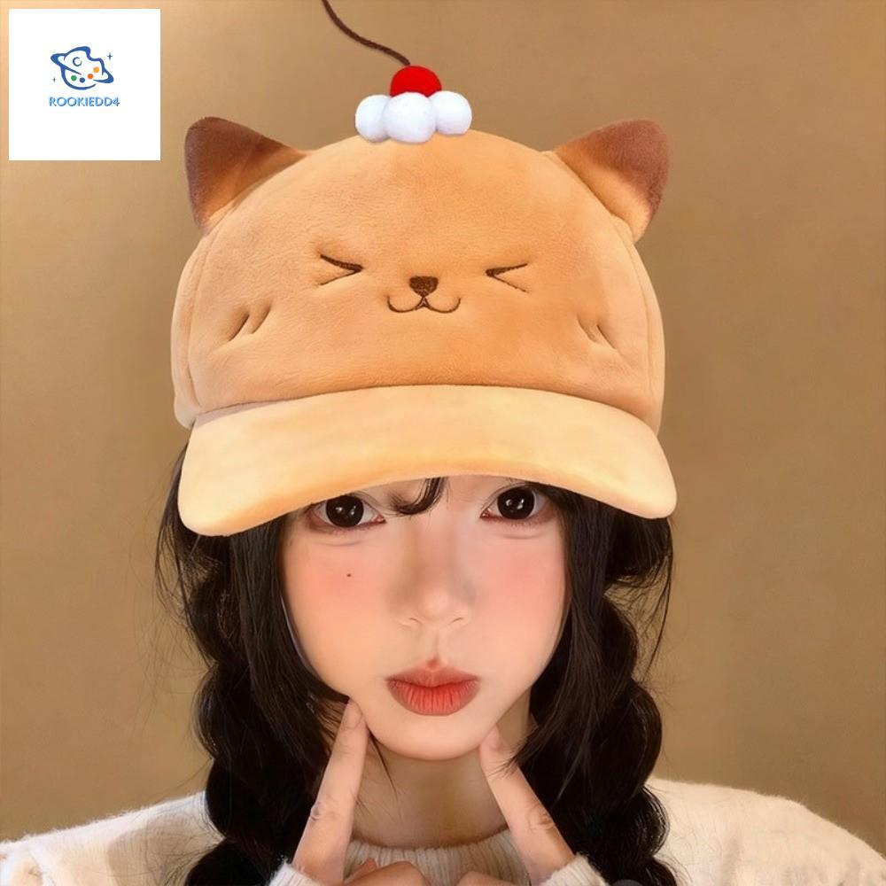 หมวกป้องกันแสงแดดสไตล์เชอร์รี่เบสบอล ดีไซน์การ์ตูนแมวและดีไซน์เป็ดบิลล์ เหมาะสำหรับพาร์ตี้หรือสวมใส่ทั่วไป