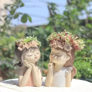 Form & Art 1/4PCS น่ารัก Fairy ดอกไม้หม้อเรซิ่นรูป Planter ดอกไม้หม้อสําหรับพืชเรซิ่นเครื่องประดับสําหรับ Desktop Home Office Decor FA