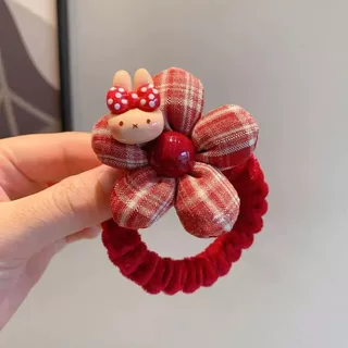ผ้าคาดศีรษะลายสก๊อตสีแดง แบบการ์ตูนน่ารัก เหมาะสำหรับปีใหม่